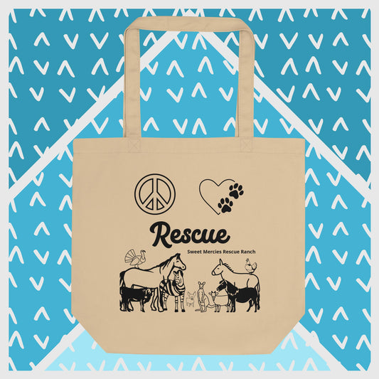 Peace, Love, Rescue - Sweet Mercies Rescue Ranch - Eco Tote Bag