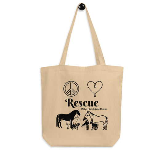Peace, Love, Rescue - Eco Tote Bag - Milly's Place Equine Rescue