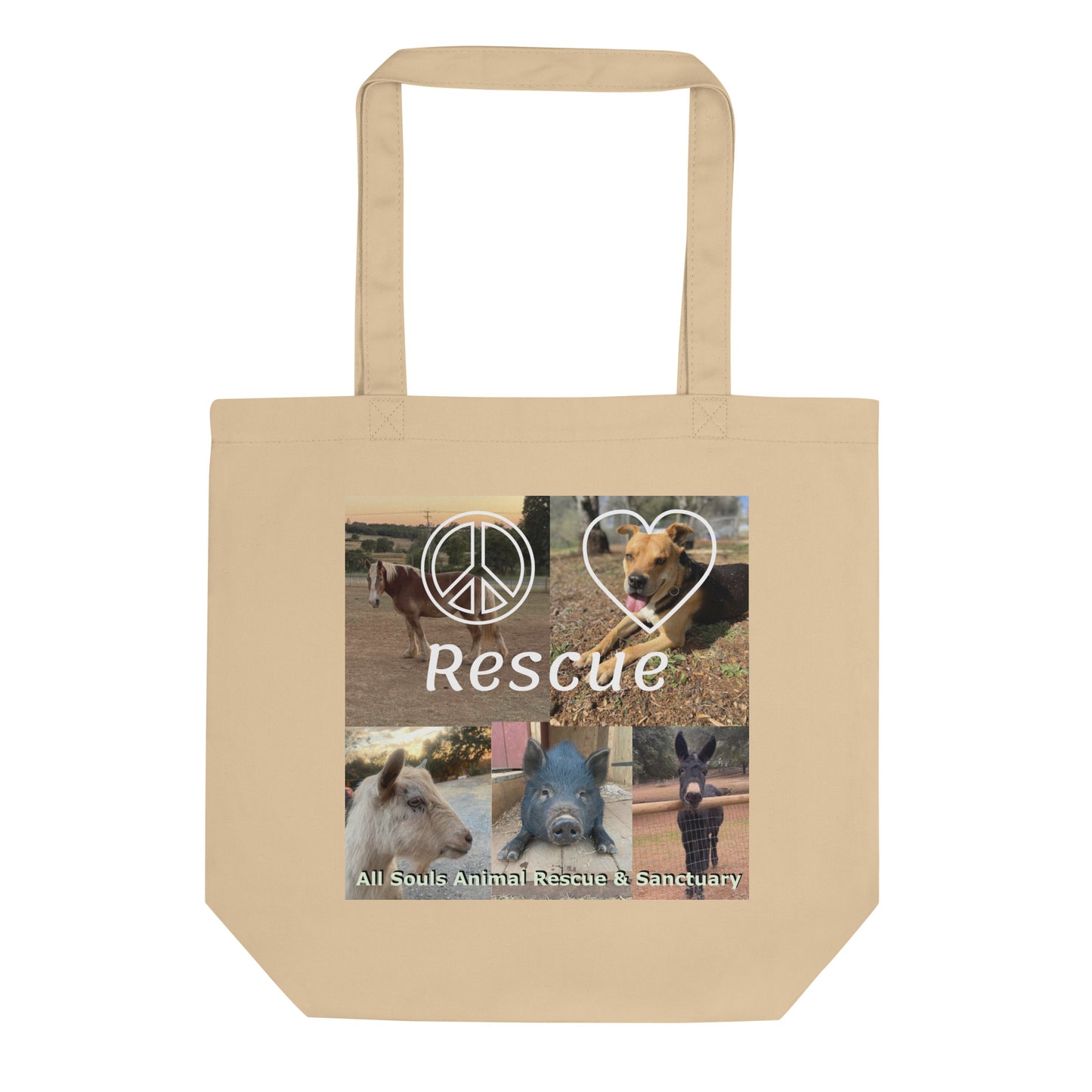 Peace, Love, Rescue - All Souls Animal Rescue & Sanctuary - Eco Tote Bag