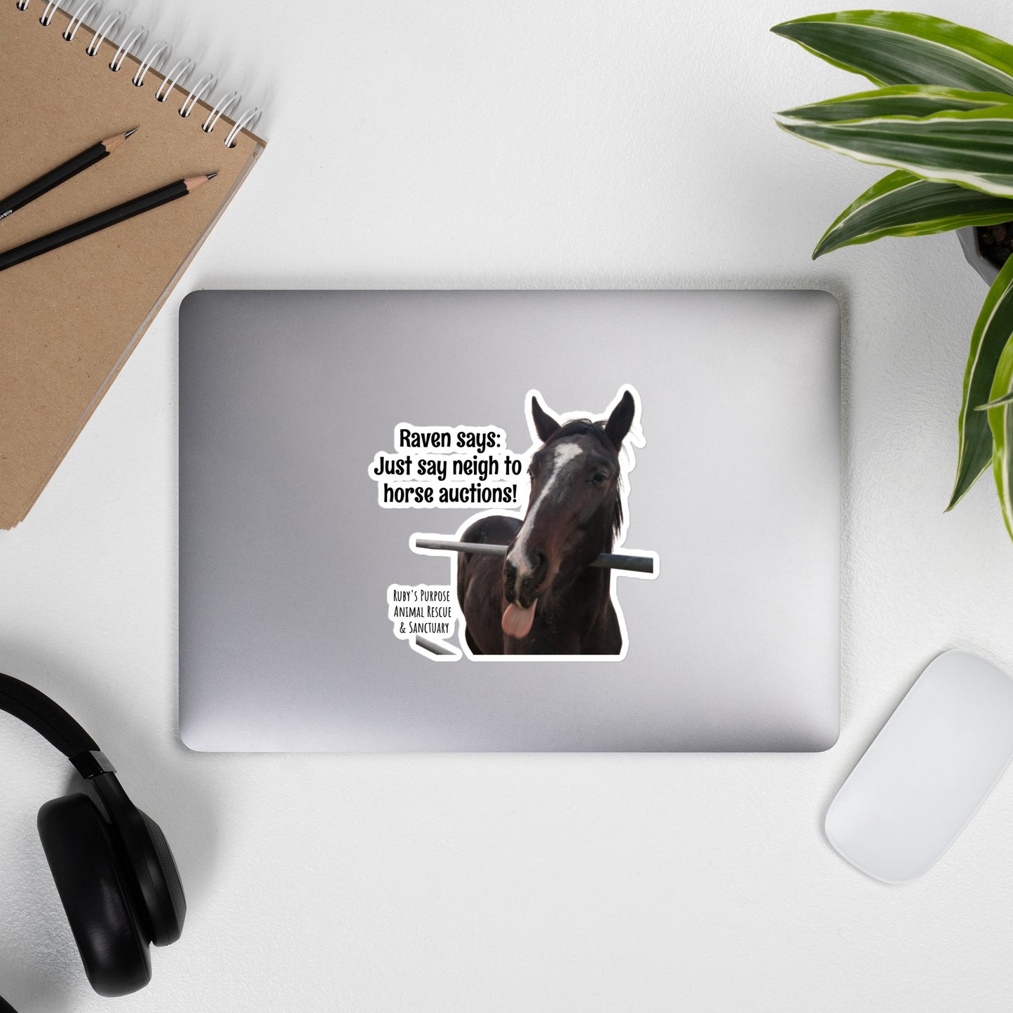 Raven Says: Just Say Neigh to Horse Auctions - Bubble-free stickers