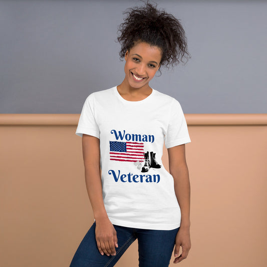 Woman Veteran - Flag, Boots, Dog Tags - Unisex t-shirt