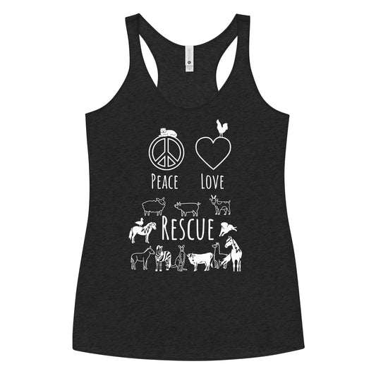 Peace, Love, Rescue All the Animals Women's Racerback Tank