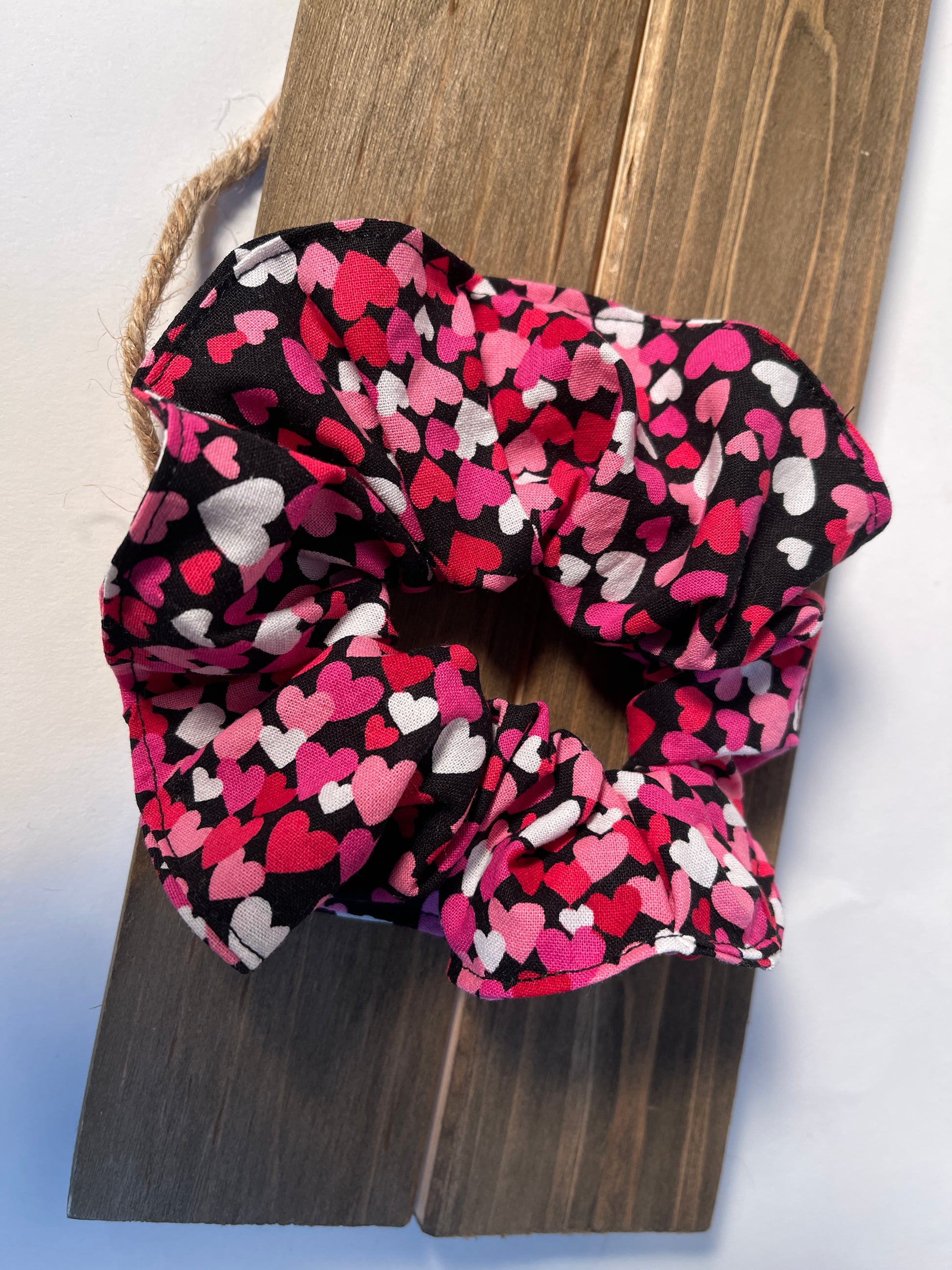 Valentines Day Scrunchies - Hearts - Pride Hearts - Pink Hearts - Red & White Scrunchies - Handmade - Large Scrunchie - Sew Many Things & More