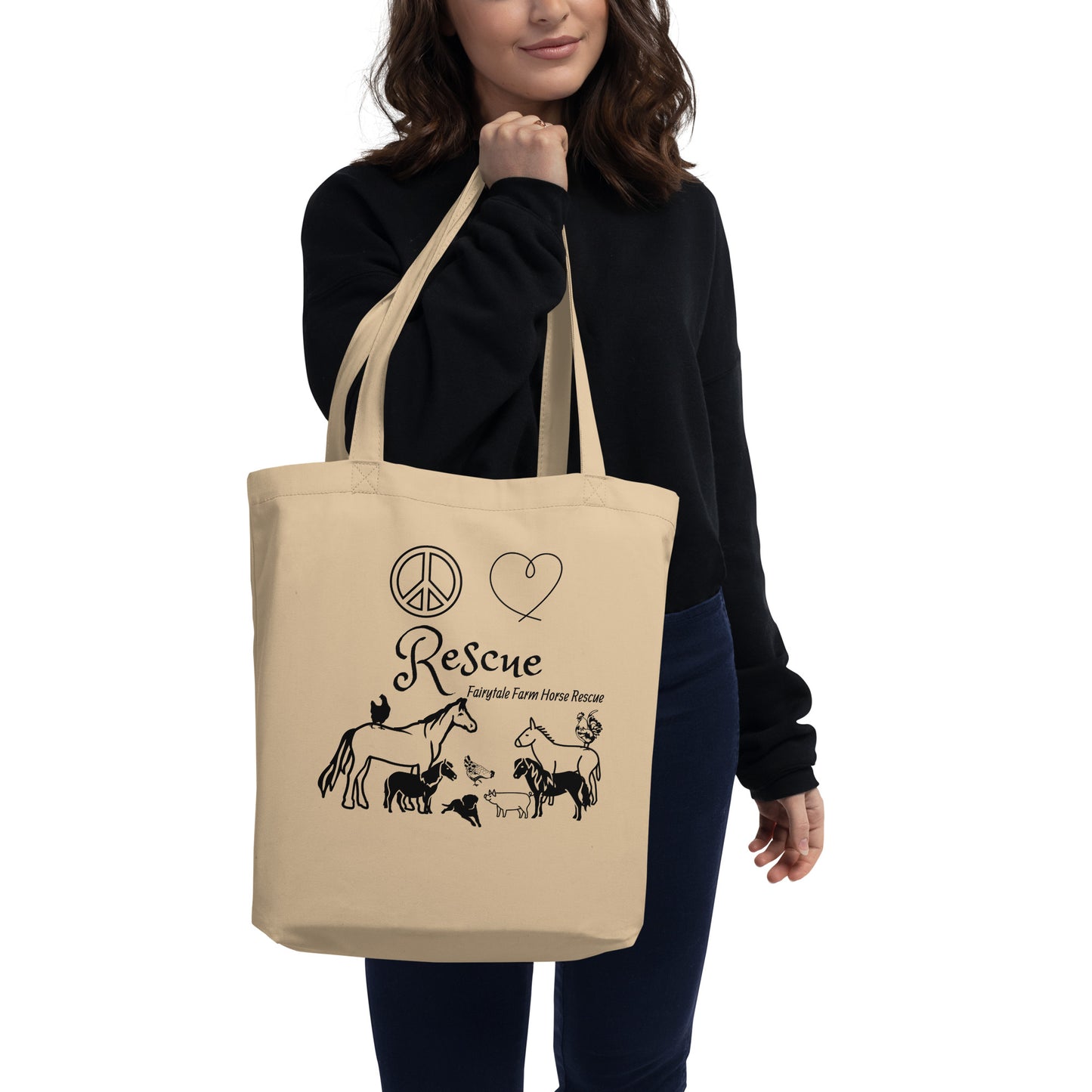 Peace, Love, Rescue - Fairytale Farm Horse Rescue - Eco Tote Bag