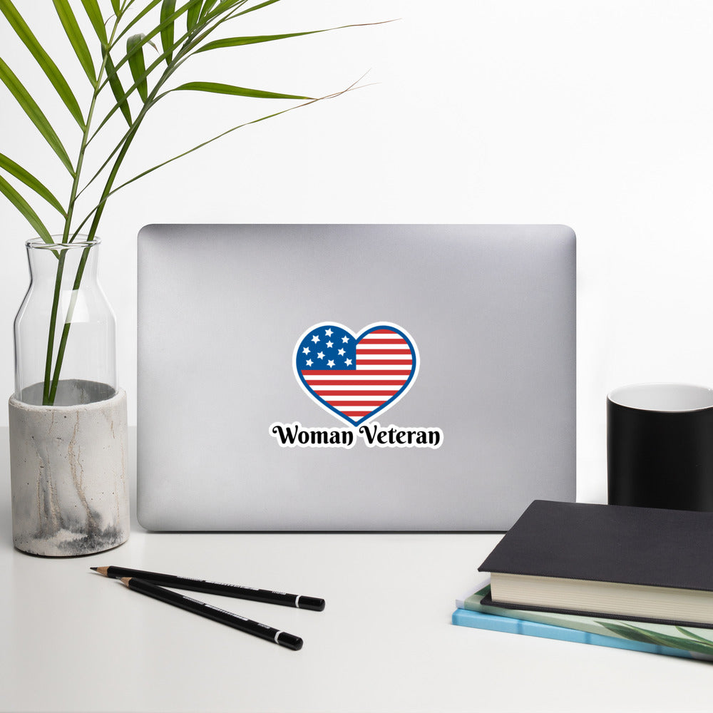 Woman Veteran - Bubble-free stickers - Sew Many Things & More